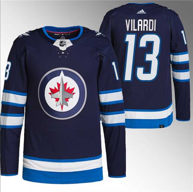 Men%27s Winnipeg Jets #13 Gabriel Vilardi Navy Stitched Jersey
